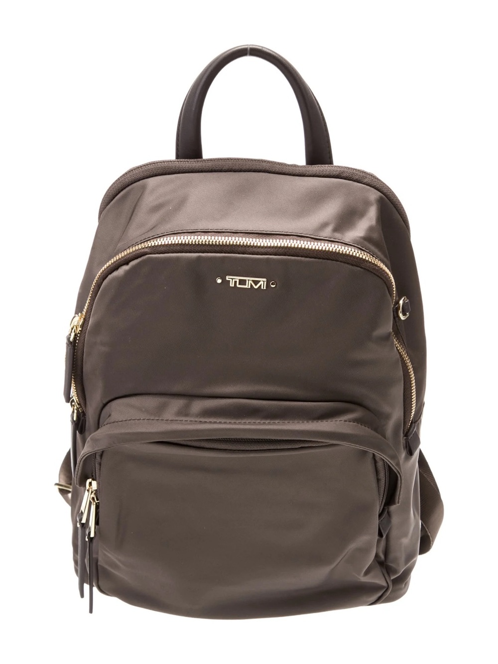 Tumi Men's Dark Brown Nylon Backpack with Gold Hardware